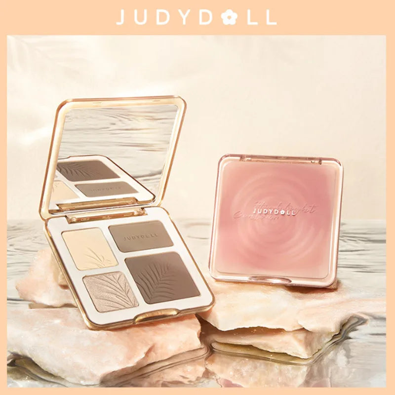 Judydoll Highlighter Palette - Long-Lasting Glow, Contour, Shimmer, Matte Powder